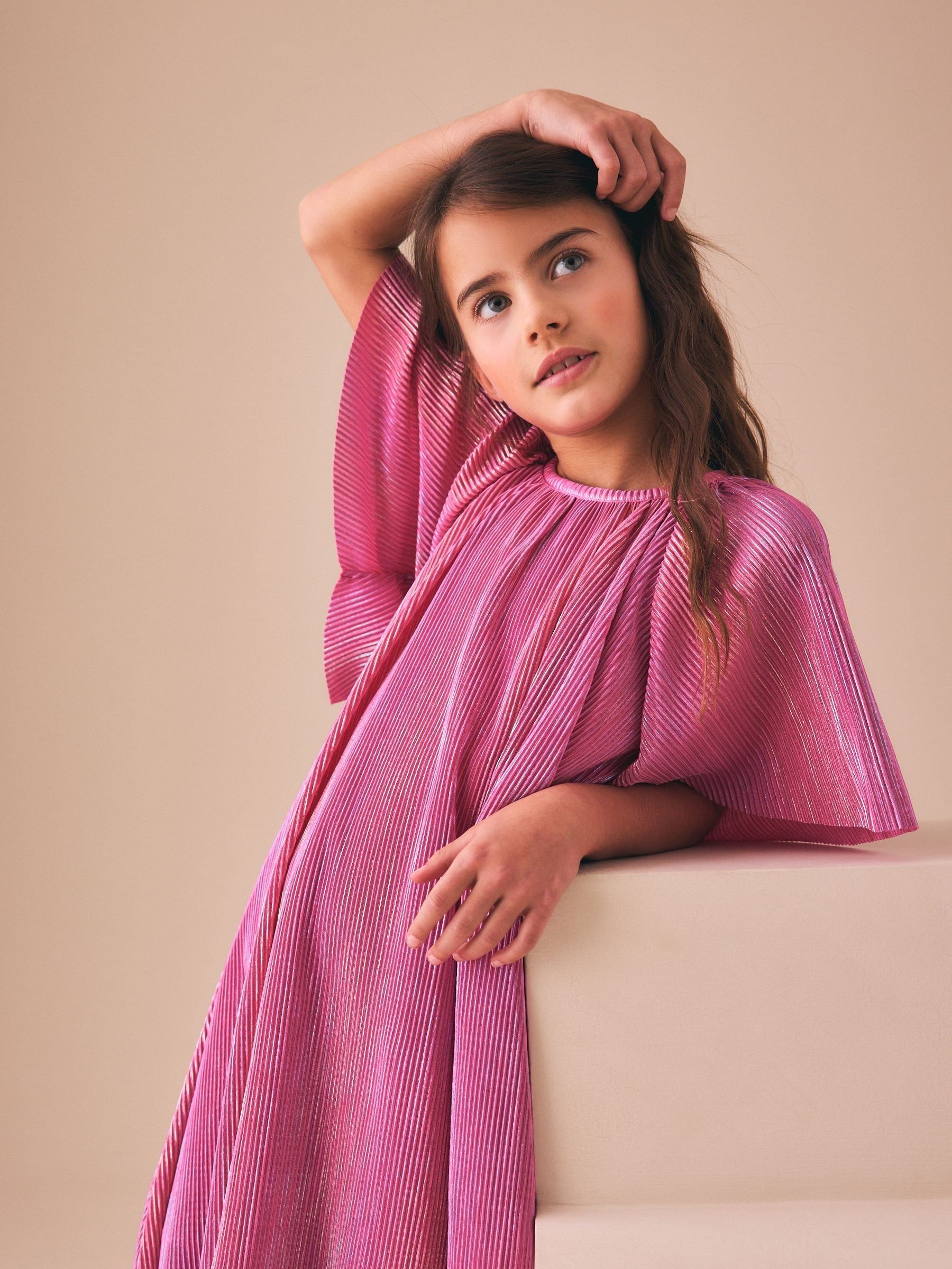 Pink Sparkle Angel Sleeve Party Dress (3-16yrs) image 3