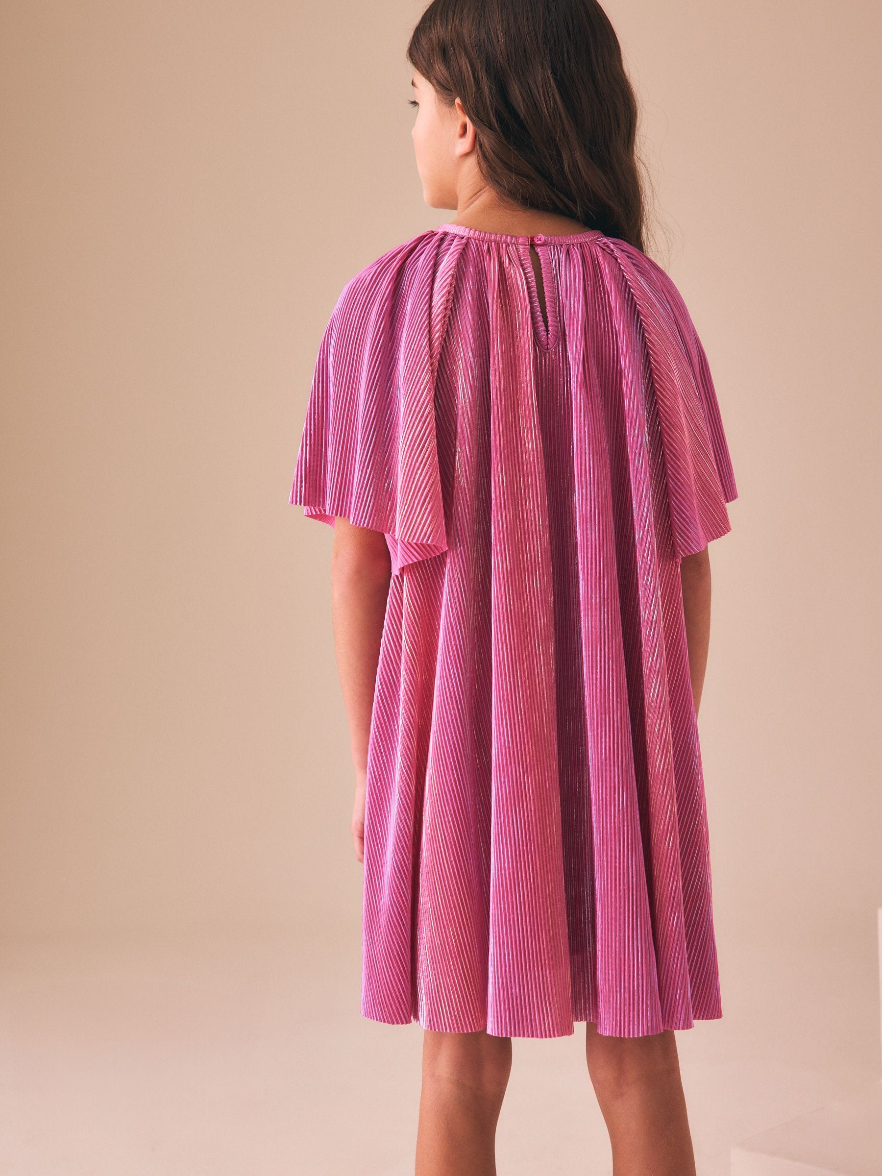 Pink Sparkle Angel Sleeve Party Dress (3-16yrs) image 4