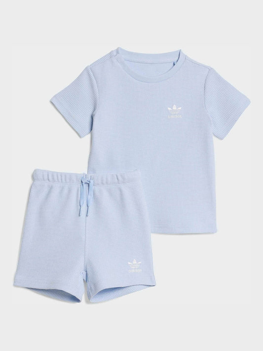 adidas Originals Blue Waffle T-Shirt and Shorts Set image 1