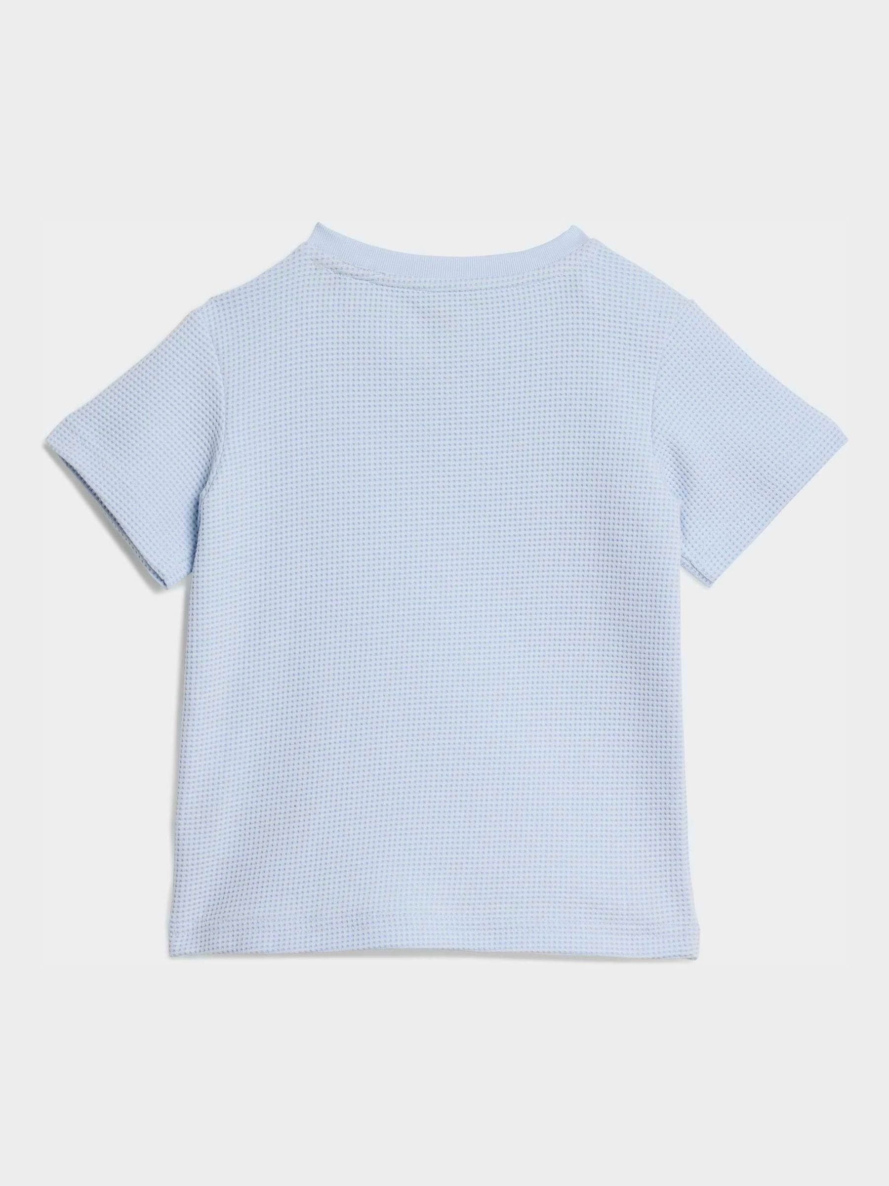 adidas Originals Blue Waffle T-Shirt and Shorts Set image 3