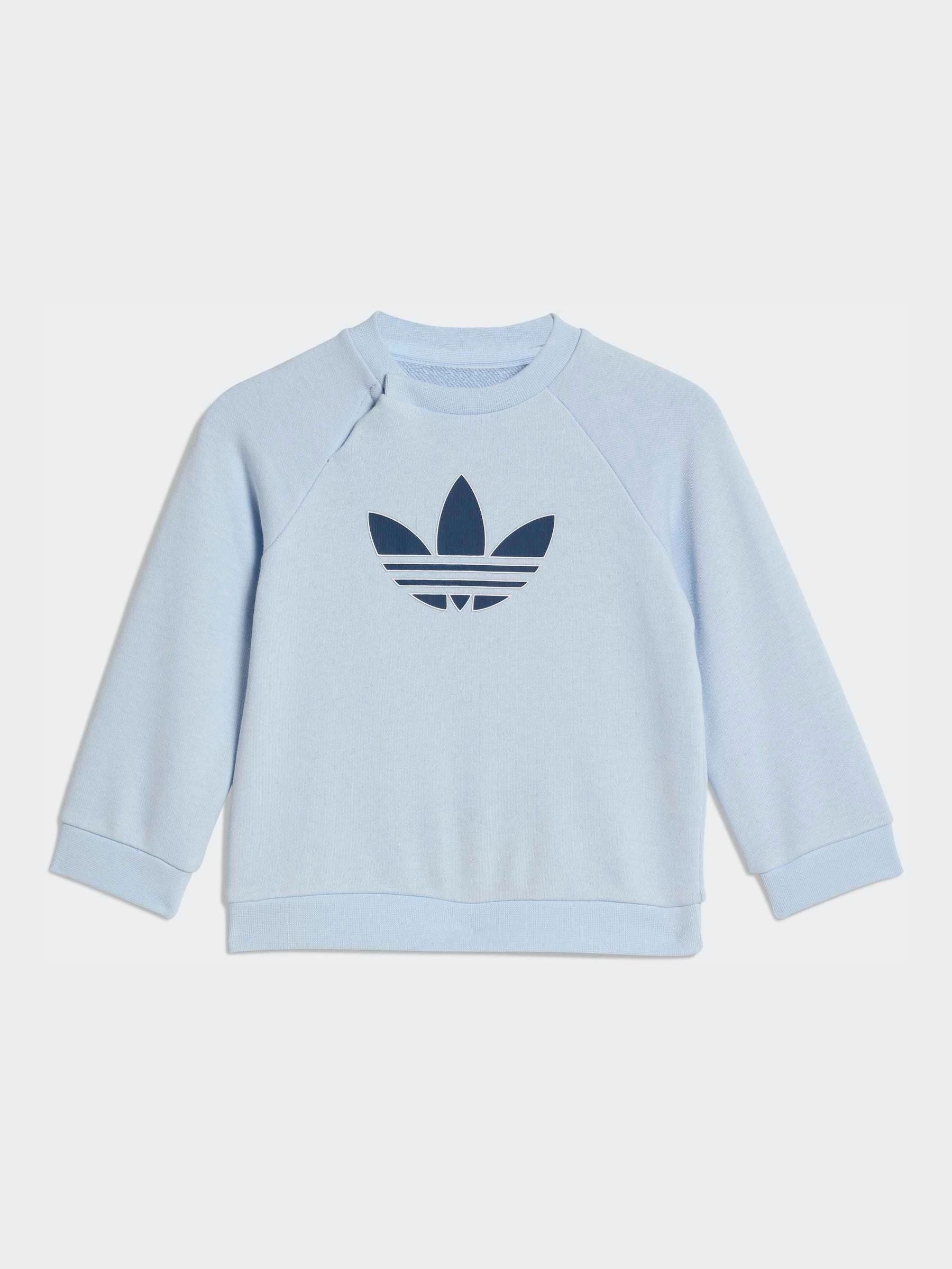 adidas Originals Light Blue Trefoil Sweatshirt and Jogger Infant Set image 2