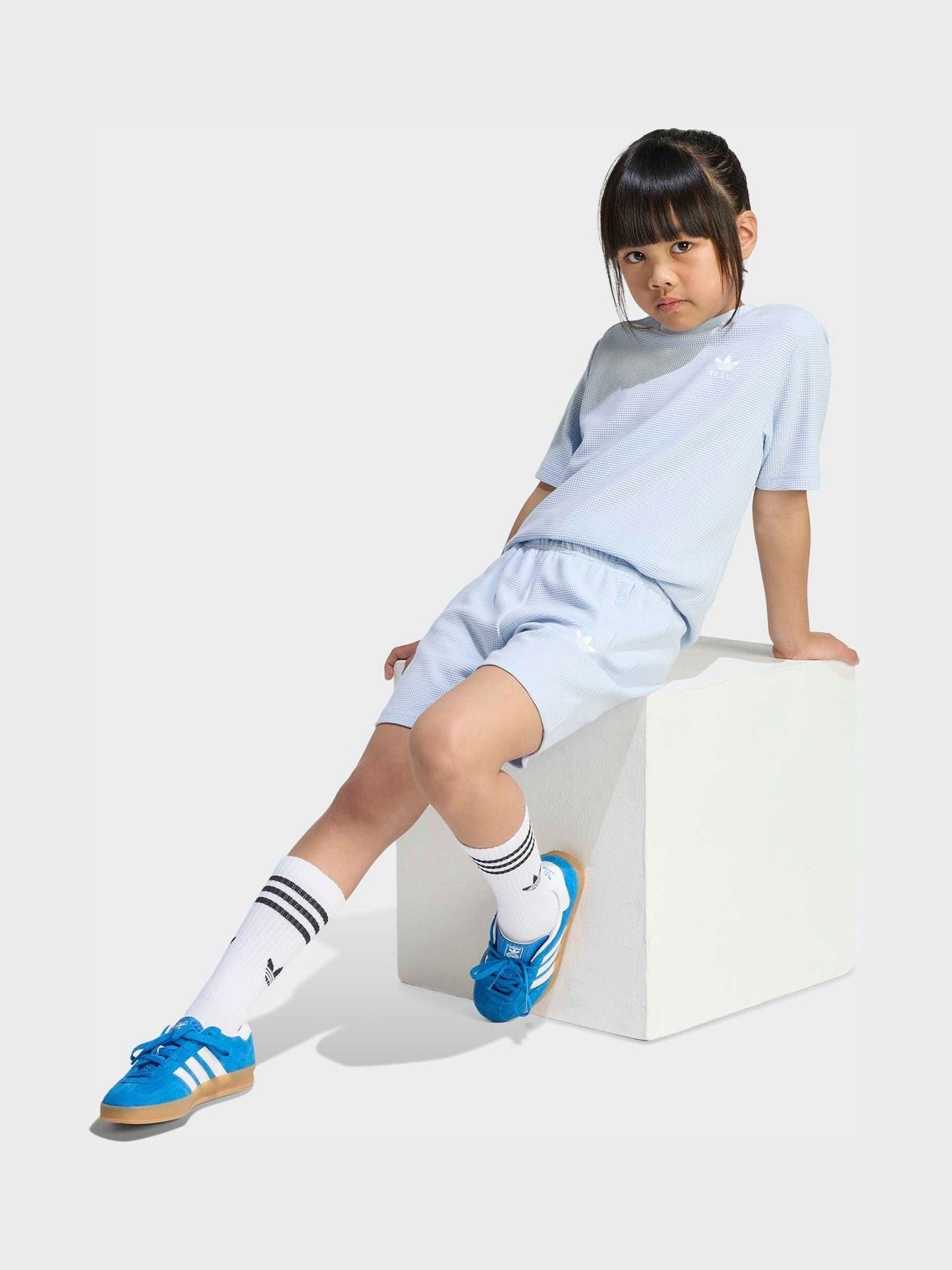 Dsiney Kidz - adidas Originals Light Blue Oversized Waffle Short T-Shirt Little Kids Set image 3