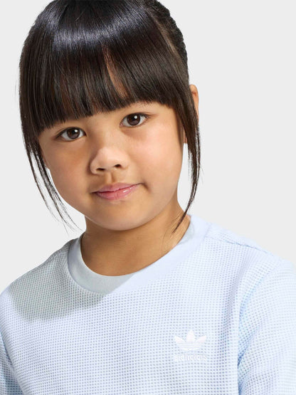 Dsiney Kidz - adidas Originals Light Blue Oversized Waffle Short T-Shirt Little Kids Set image 4
