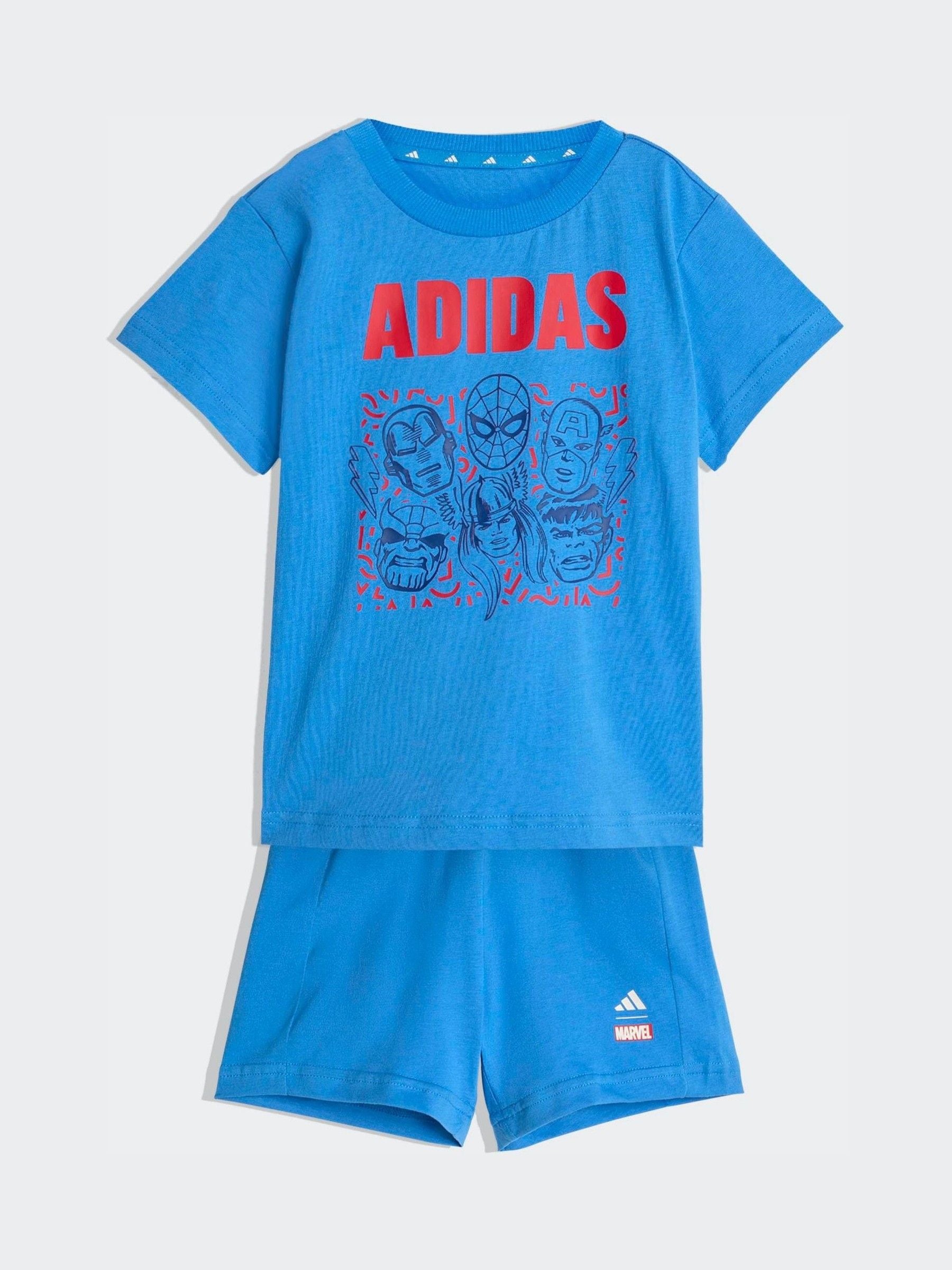 adidas Blue Marvel Avengers T-Shirt and Shorts Infant Set image 1