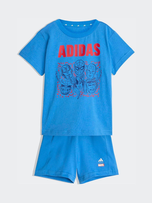 adidas Blue Marvel Avengers T-Shirt and Shorts Infant Set image 1