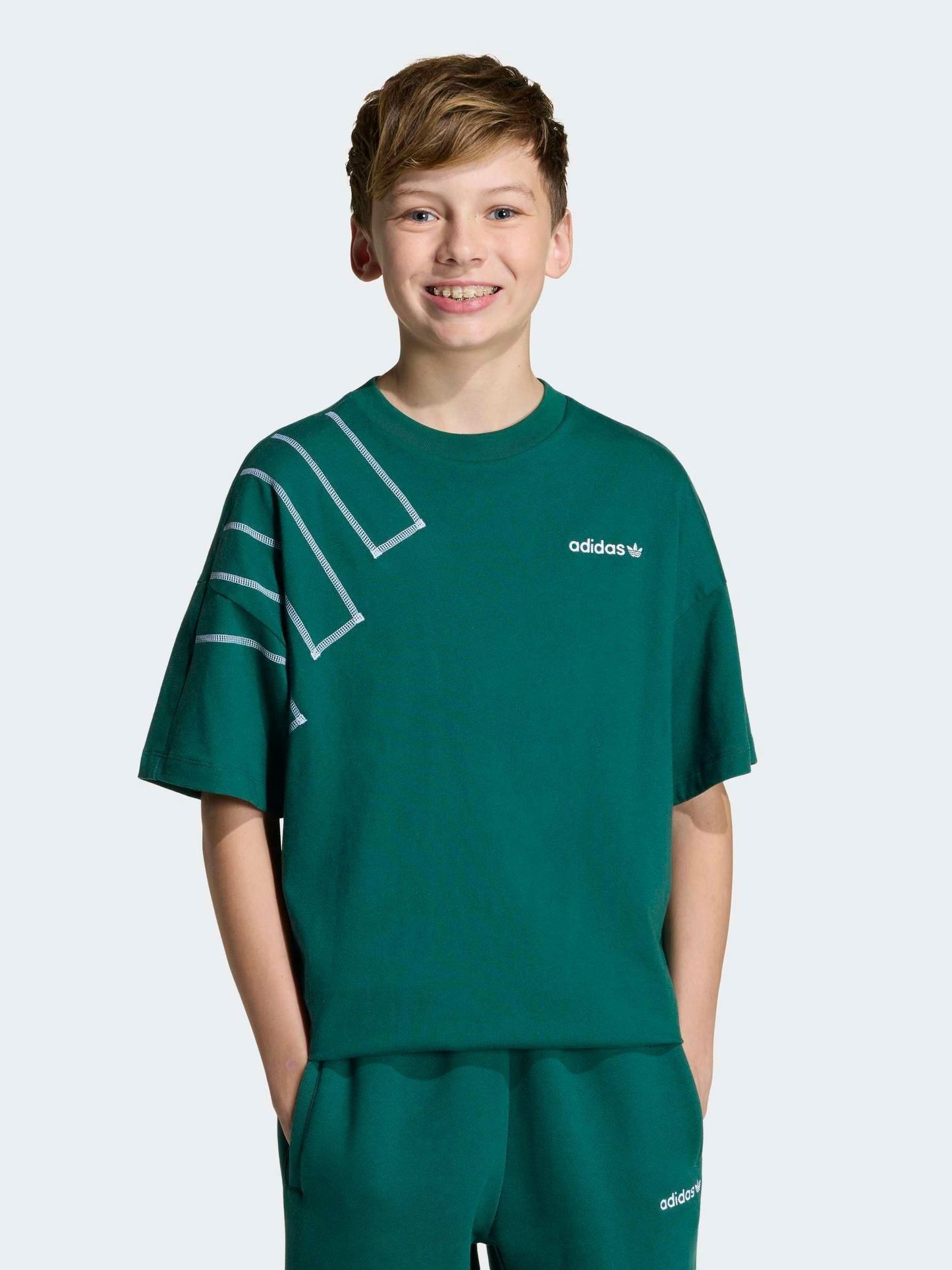 Dsiney Kidz - adidas Originals Green Blocked Logo Oversized T-Shirt image 1