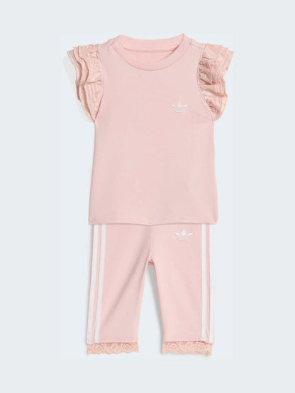 adidas Originals Pink Frill T-Shirt and Cycling Leggings Infant Set image 1