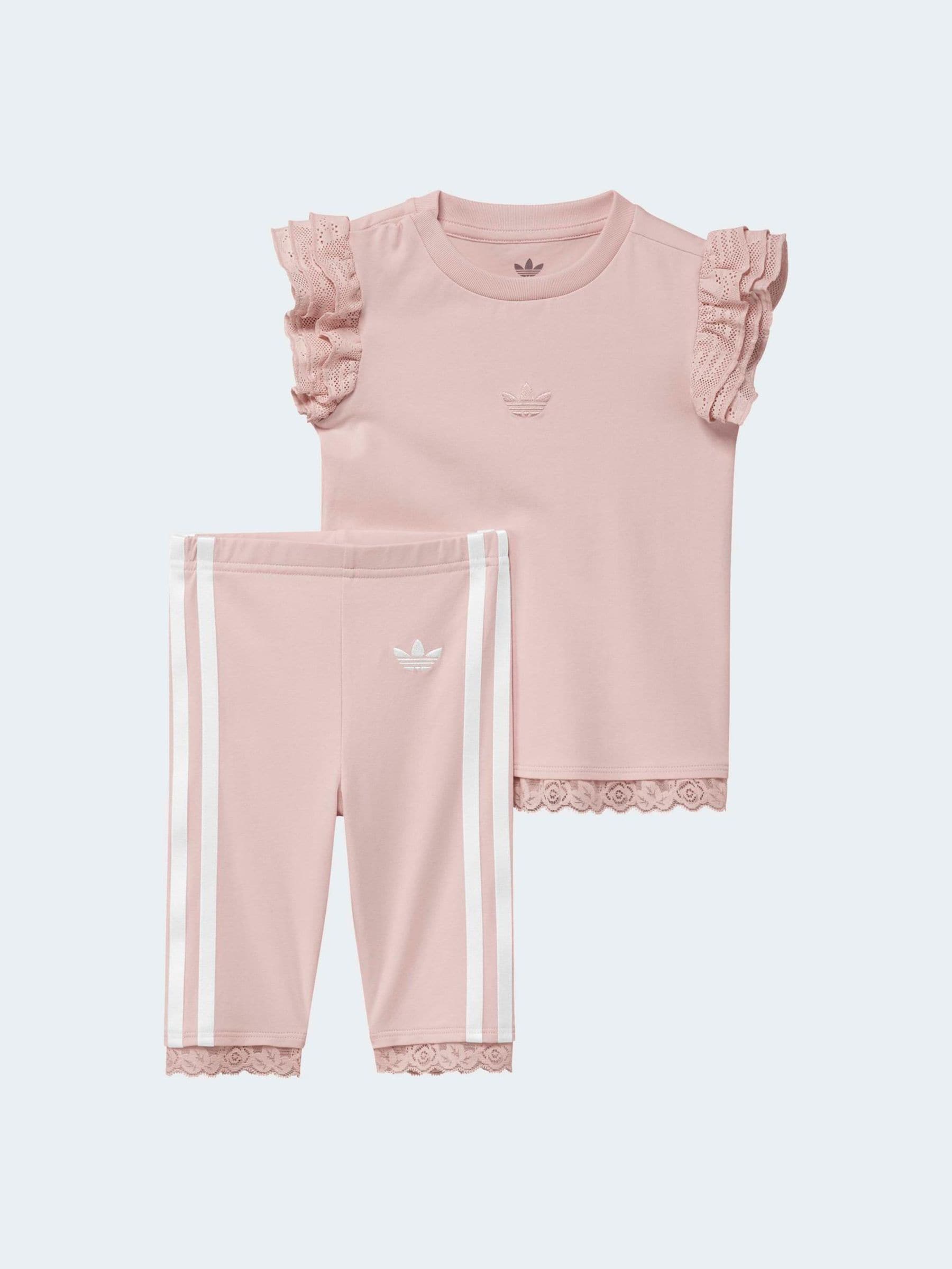 adidas Originals Pink Frill T-Shirt and Cycling Leggings Infant Set image 2
