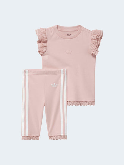 adidas Originals Pink Frill T-Shirt and Cycling Leggings Infant Set image 2