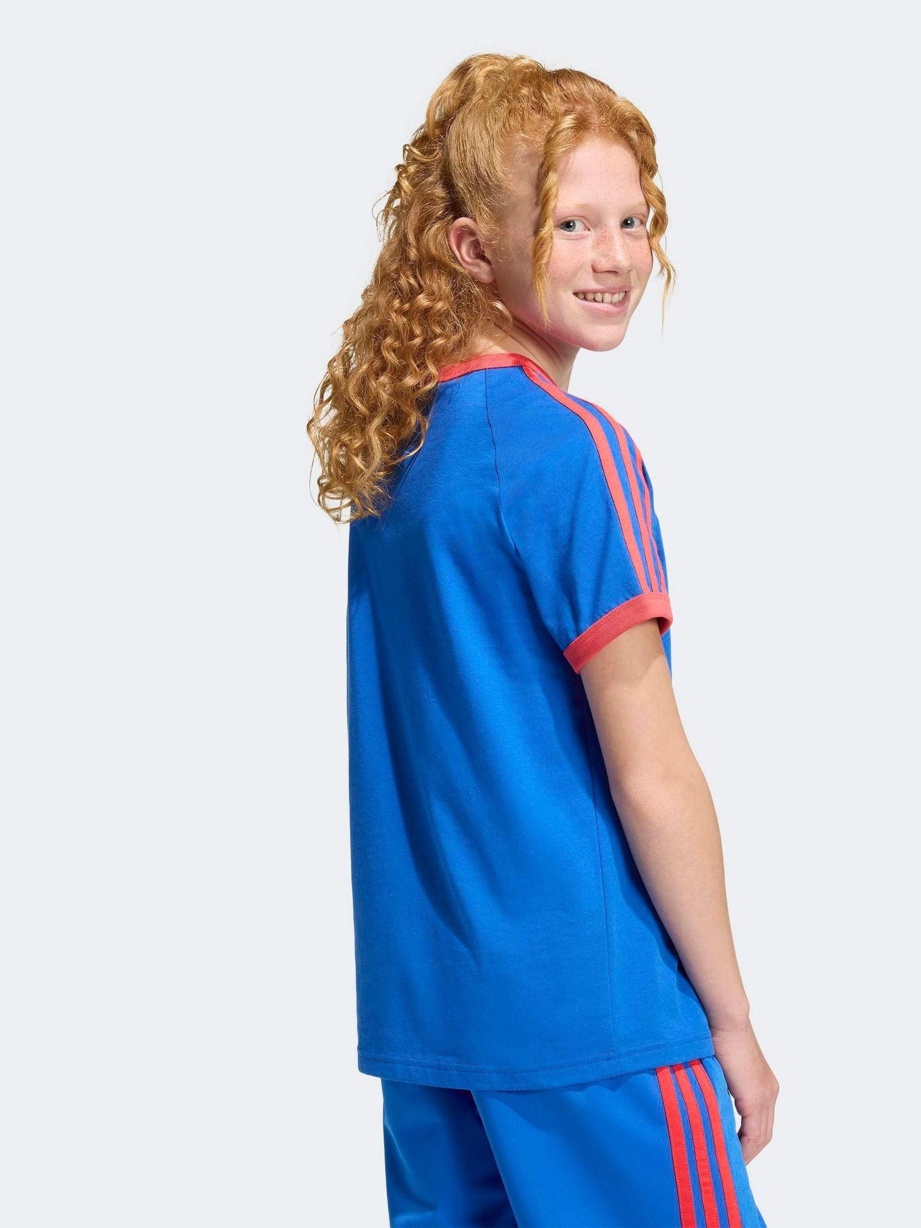 Dsiney Kidz - adidas Originals Blue/Red 3 Stripes T-Shirt image 4