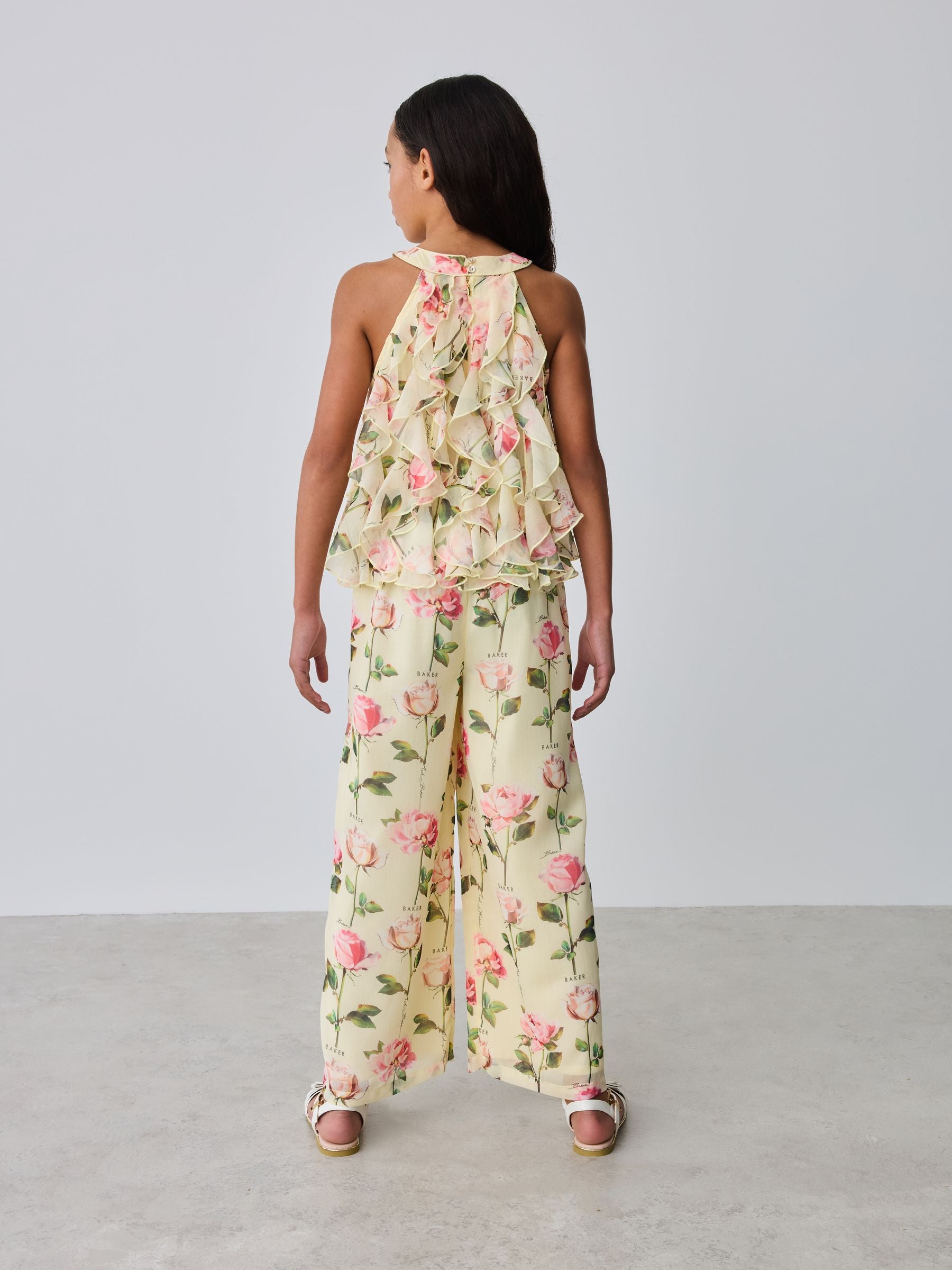 Baker by Ted Baker Chiffon Waterfall Halter Neck Wide Leg Jumpsuit image 4