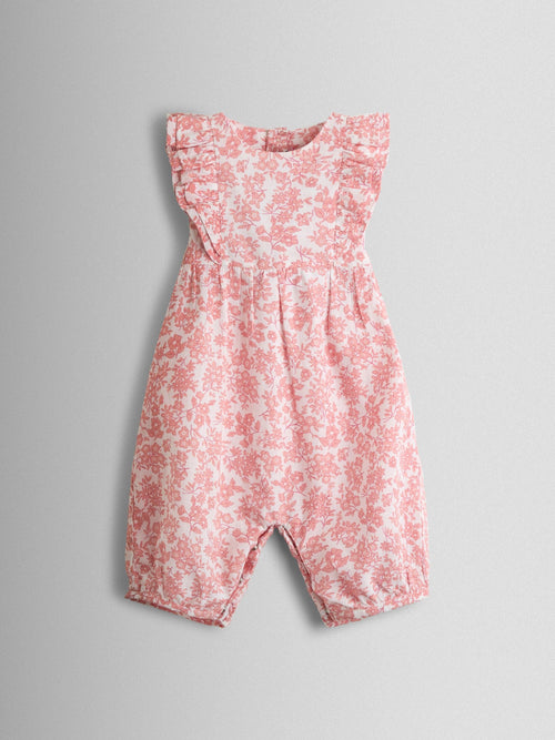 JoJo Maman Bébé Pink Floral Printed Romper image 1