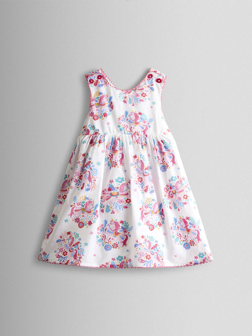 JoJo Maman Bébé White Unicorn Cross Back Sundress image 1