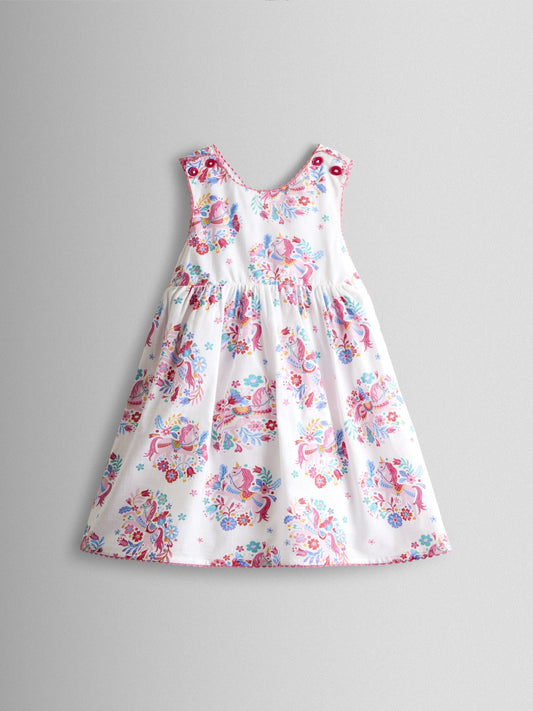 JoJo Maman Bébé White Unicorn Cross Back Sundress image 1