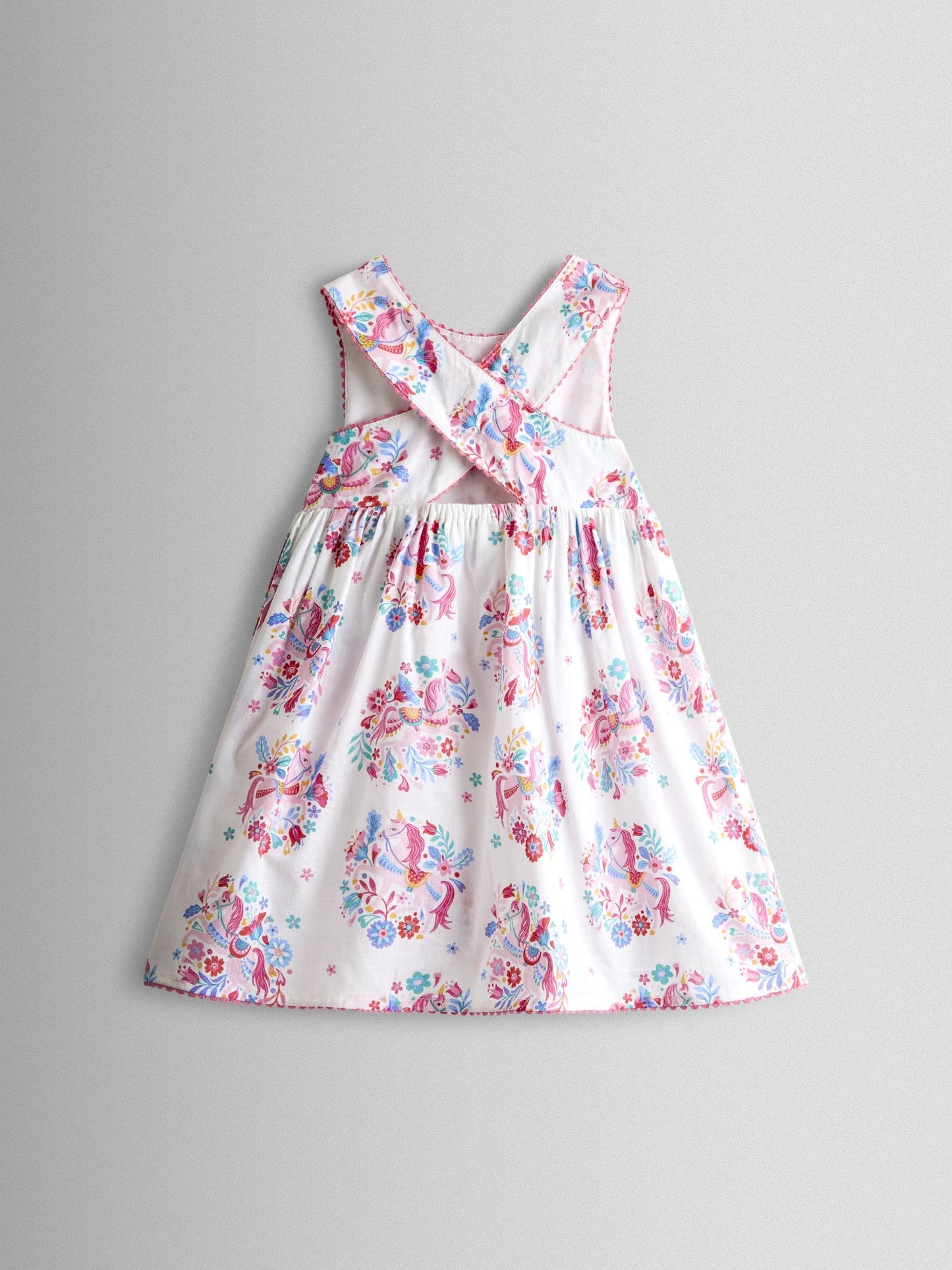JoJo Maman Bébé White Unicorn Cross Back Sundress image 2