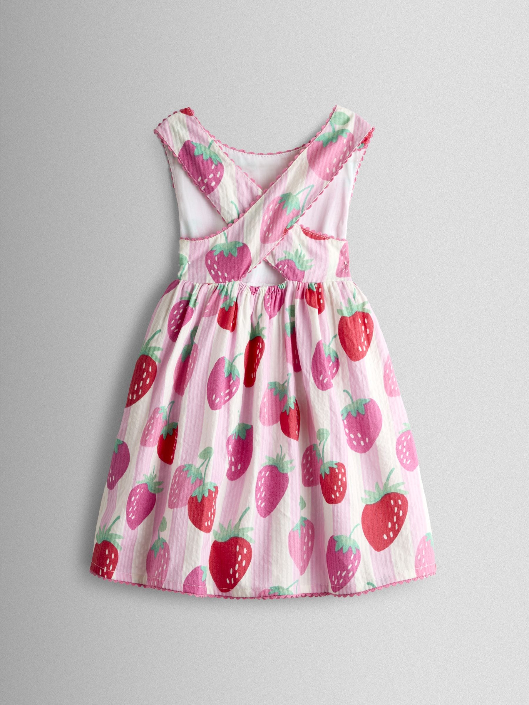 JoJo Maman Bébé Pink Strawberry Cross Back Sundress image 3