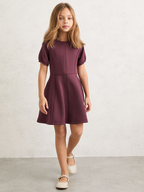 Reiss Burgundy Jenny 3-9 yrs Premium Interlock-Jersey Dress image 1