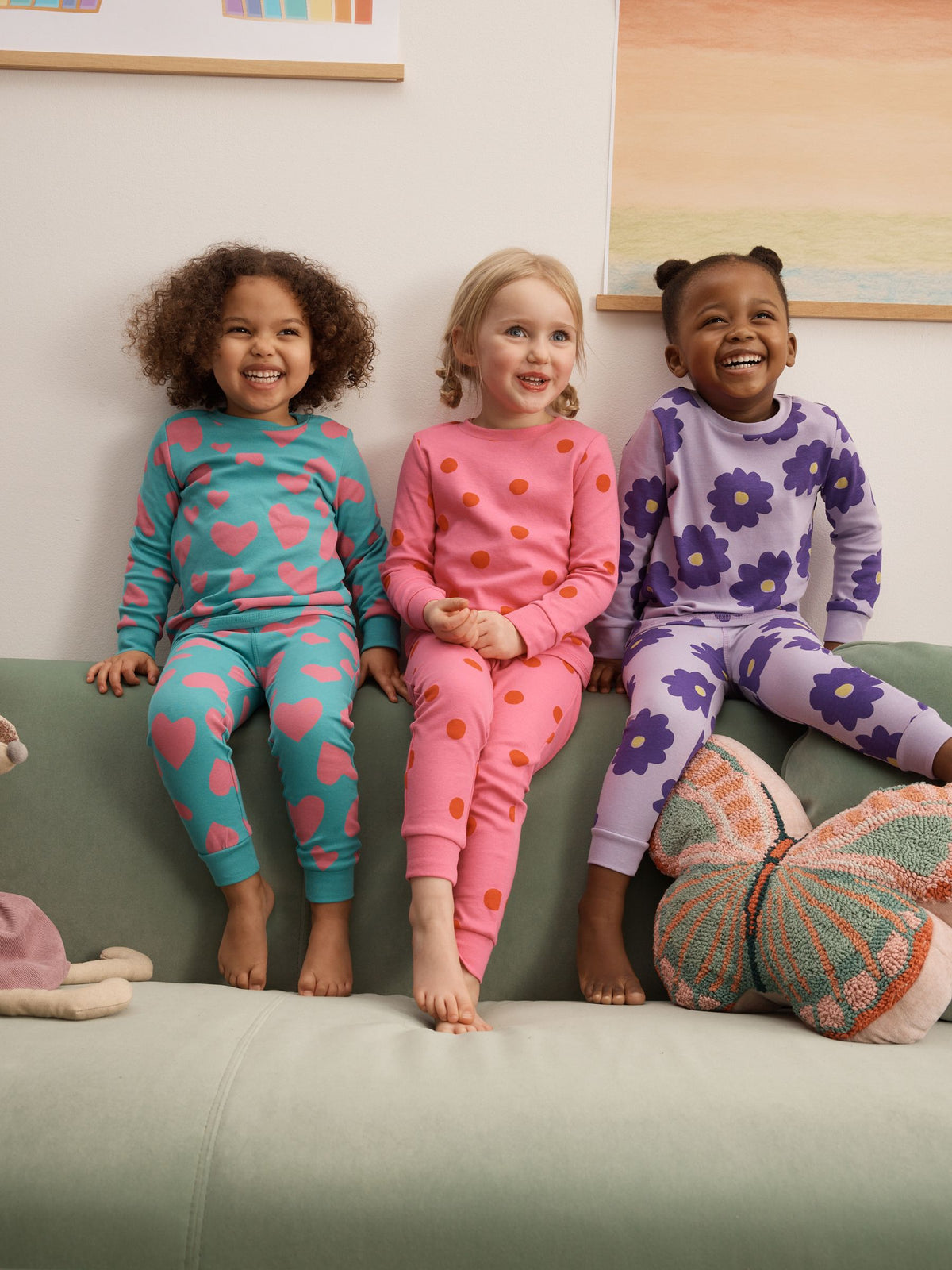 Pink/Turq Stampy Print Snuggle Pyjamas 3 Pack (9mths-12yrs) - image 2