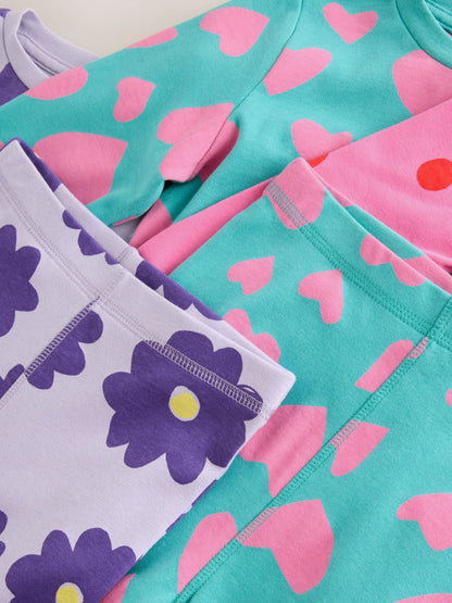 Pink/Turq Stampy Print Snuggle Pyjamas 3 Pack (9mths-12yrs) - image 9