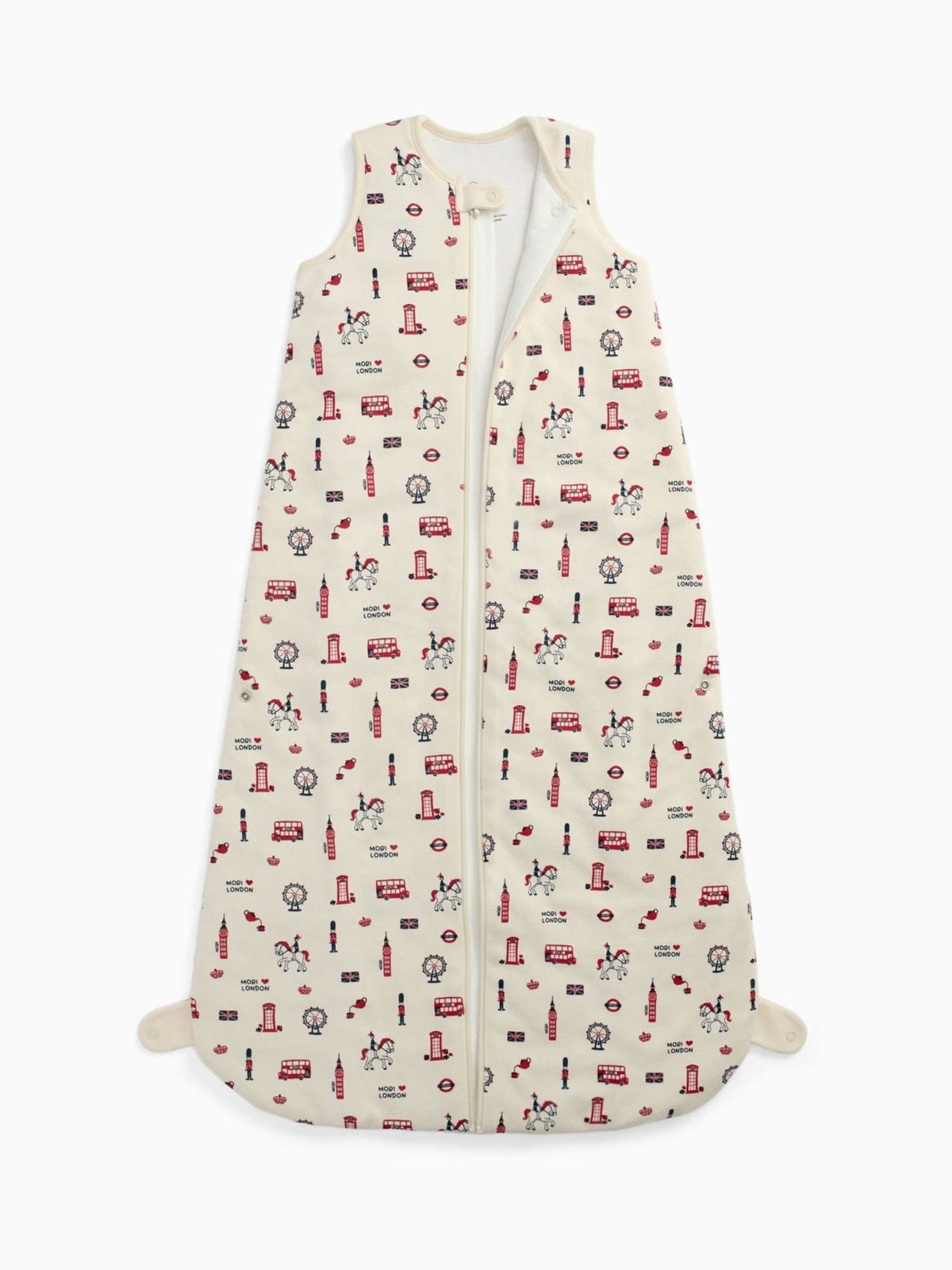 MORI Cream London Print Supersoft 1.5 Tog Sleeping Bag Front Zip - image 3