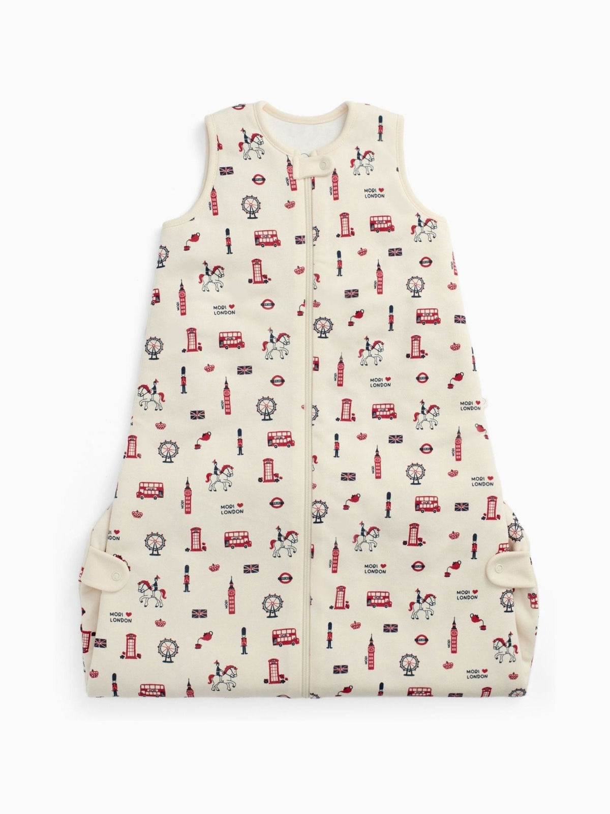 MORI Cream London Print Supersoft 1.5 Tog Sleeping Bag Front Zip - image 4