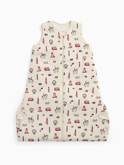 MORI Cream London Print Supersoft 1.5 Tog Sleeping Bag Front Zip - image 4