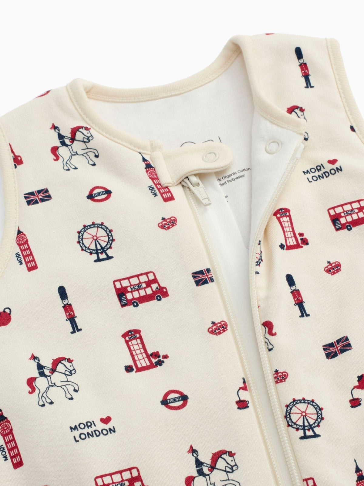 MORI Cream London Print Supersoft 1.5 Tog Sleeping Bag Front Zip - image 5