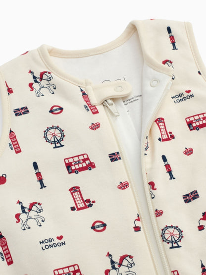 MORI Cream London Print Supersoft 1.5 Tog Sleeping Bag Front Zip - image 5