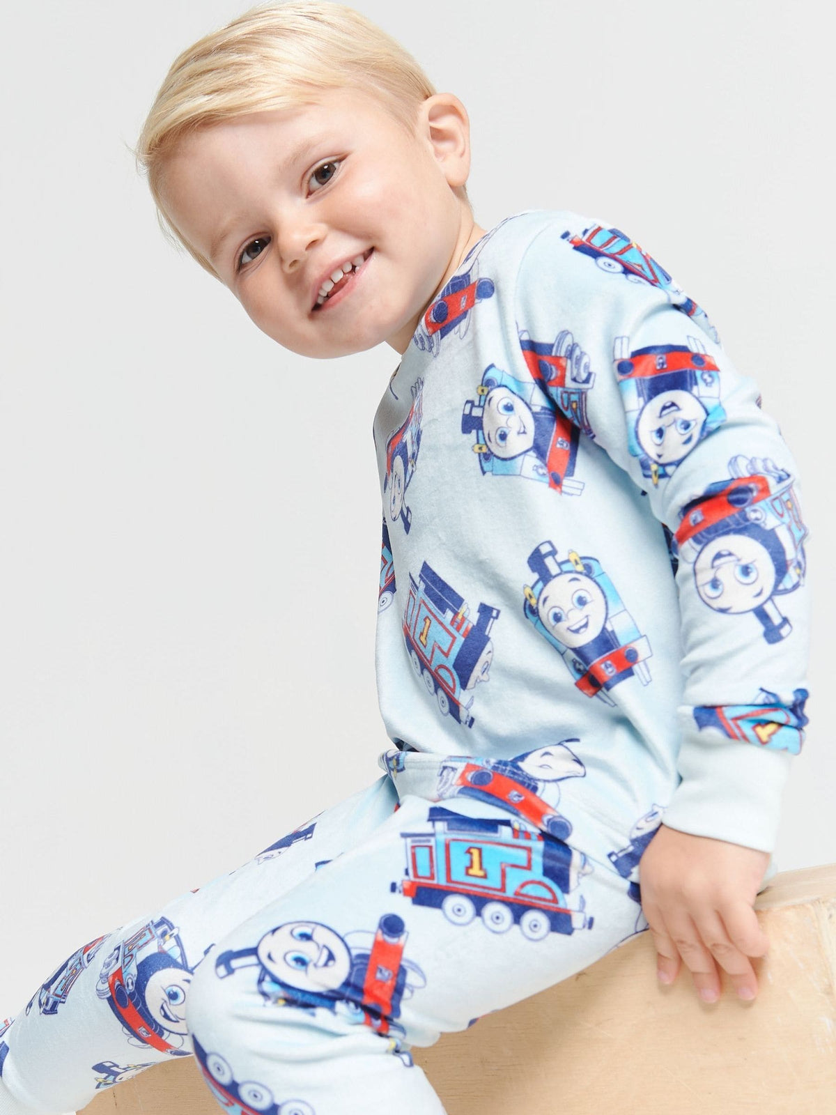 Brand Threads Blue Boys Thomas The Tank Fleece Pyjamas Set - image 4