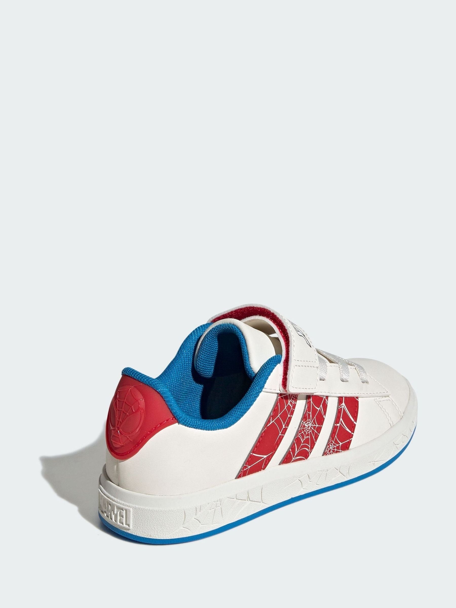 adidas White Marvel Spider-Man Grand Court Shoes image 3