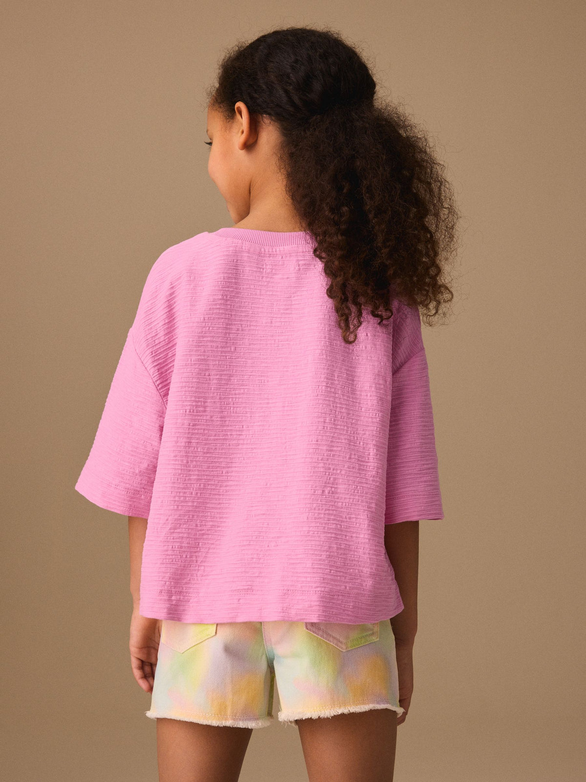 Dsiney Kidz - Pink Textured Oversized Boxy T-Shirt (3-16yrs) image 4