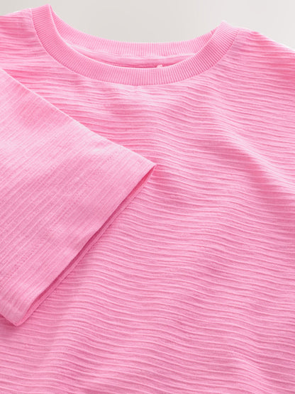 Dsiney Kidz - Pink Textured Oversized Boxy T-Shirt (3-16yrs) image 8