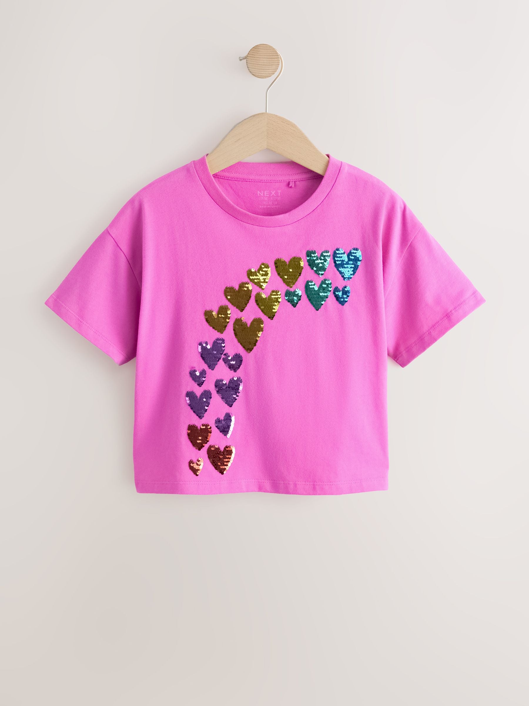 Dsiney Kidz - Pink Rainbow Sequin Heart T-Shirt (3-16yrs) image 4