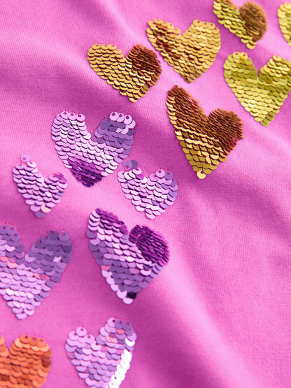 Dsiney Kidz - Pink Rainbow Sequin Heart T-Shirt (3-16yrs) image 6