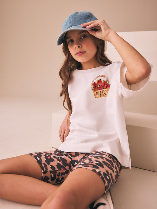 Dsiney Kidz - White Strawberry Oversized Boxy  Sequin Graphic T-Shirt (3-16yrs) image 1
