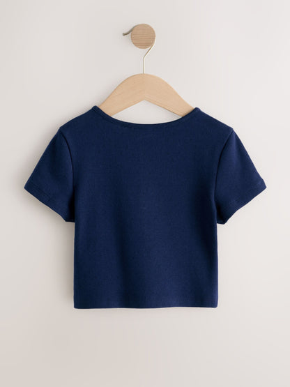 Dsiney Kidz - Navy/White Pointelle Button Front Tops 2 Pack (3-16yrs) image 2