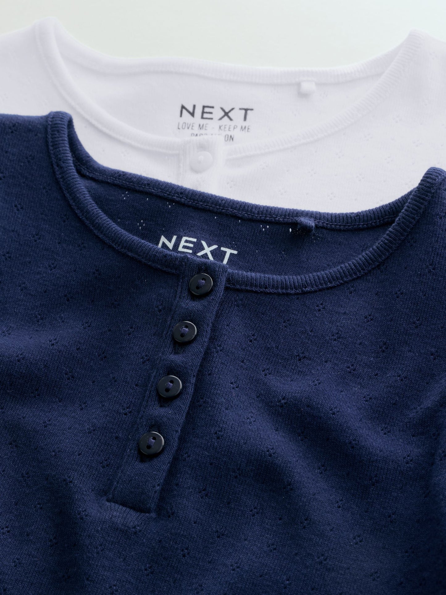 Dsiney Kidz - Navy/White Pointelle Button Front Tops 2 Pack (3-16yrs) image 6