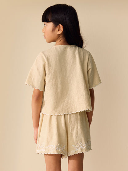 Dsiney Kidz - Yellow Embroidery Tie Shorts Set (3-16yrs) image 4
