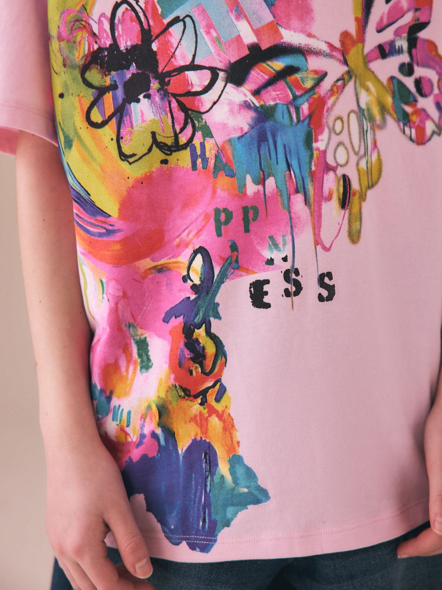 Dsiney Kidz - Pink Graffiti Oversized Graphic Print T-Shirt (3-16yrs) image 4