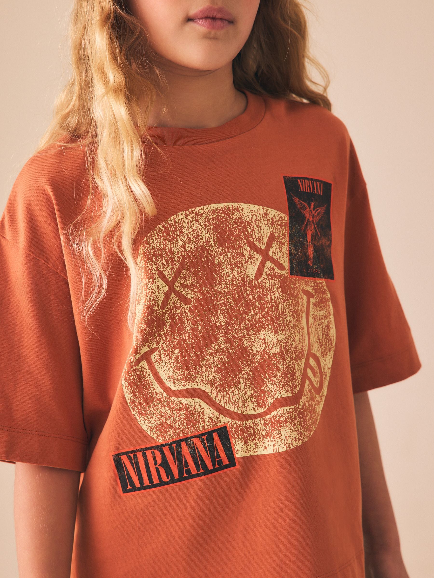Dsiney Kidz - Rust Brown Nirvana Oversized Graphic T-Shirt (3-16yrs) image 2