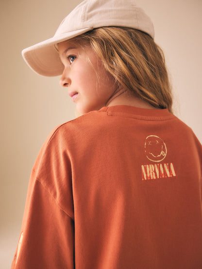 Dsiney Kidz - Rust Brown Nirvana Oversized Graphic T-Shirt (3-16yrs) image 4
