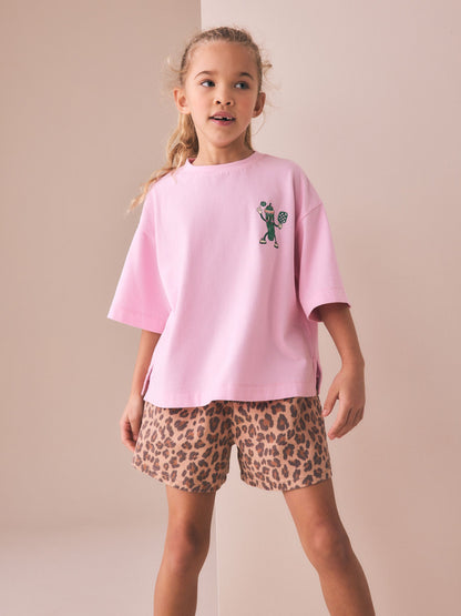 Dsiney Kidz - Pink Pickleball Oversized Graphic Print T-Shirt (3-16yrs) image 2