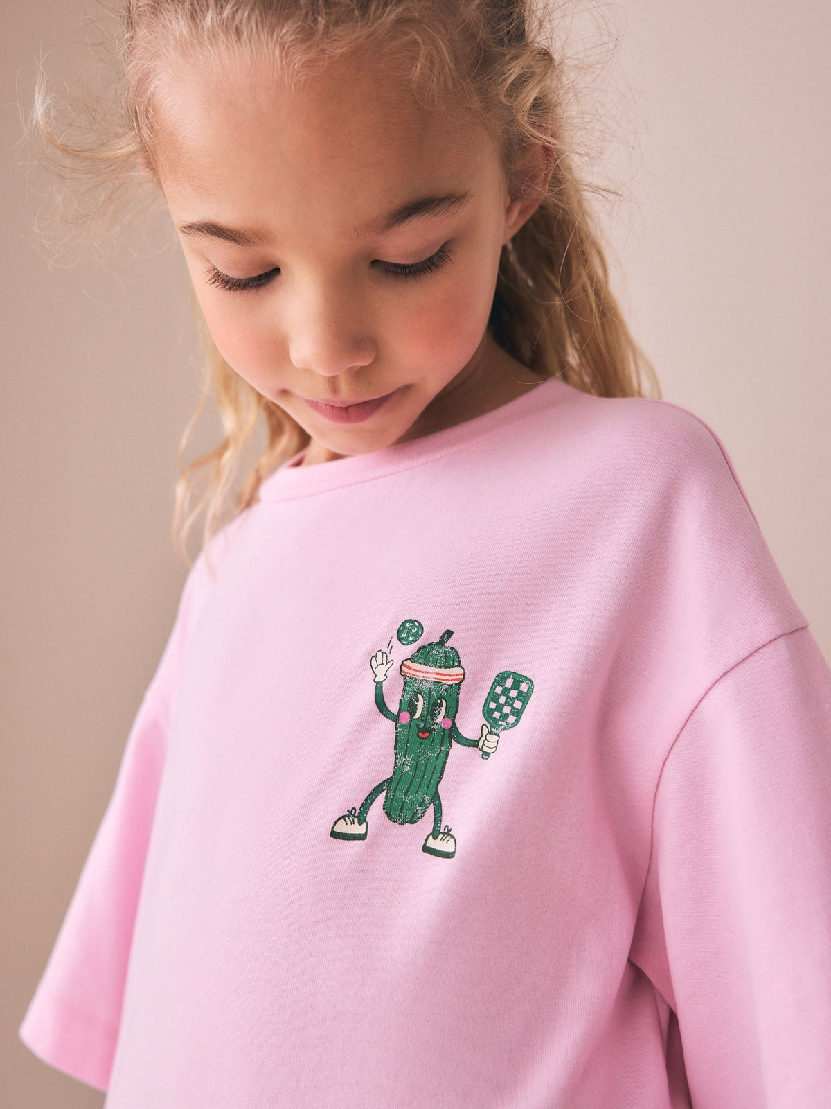 Dsiney Kidz - Pink Pickleball Oversized Graphic Print T-Shirt (3-16yrs) image 3