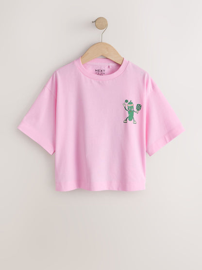 Dsiney Kidz - Pink Pickleball Oversized Graphic Print T-Shirt (3-16yrs) image 5