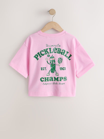 Dsiney Kidz - Pink Pickleball Oversized Graphic Print T-Shirt (3-16yrs) image 6