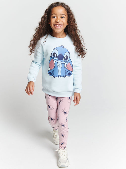 Brand Threads Blue Disney Stitch Top and Leggings Set image 1