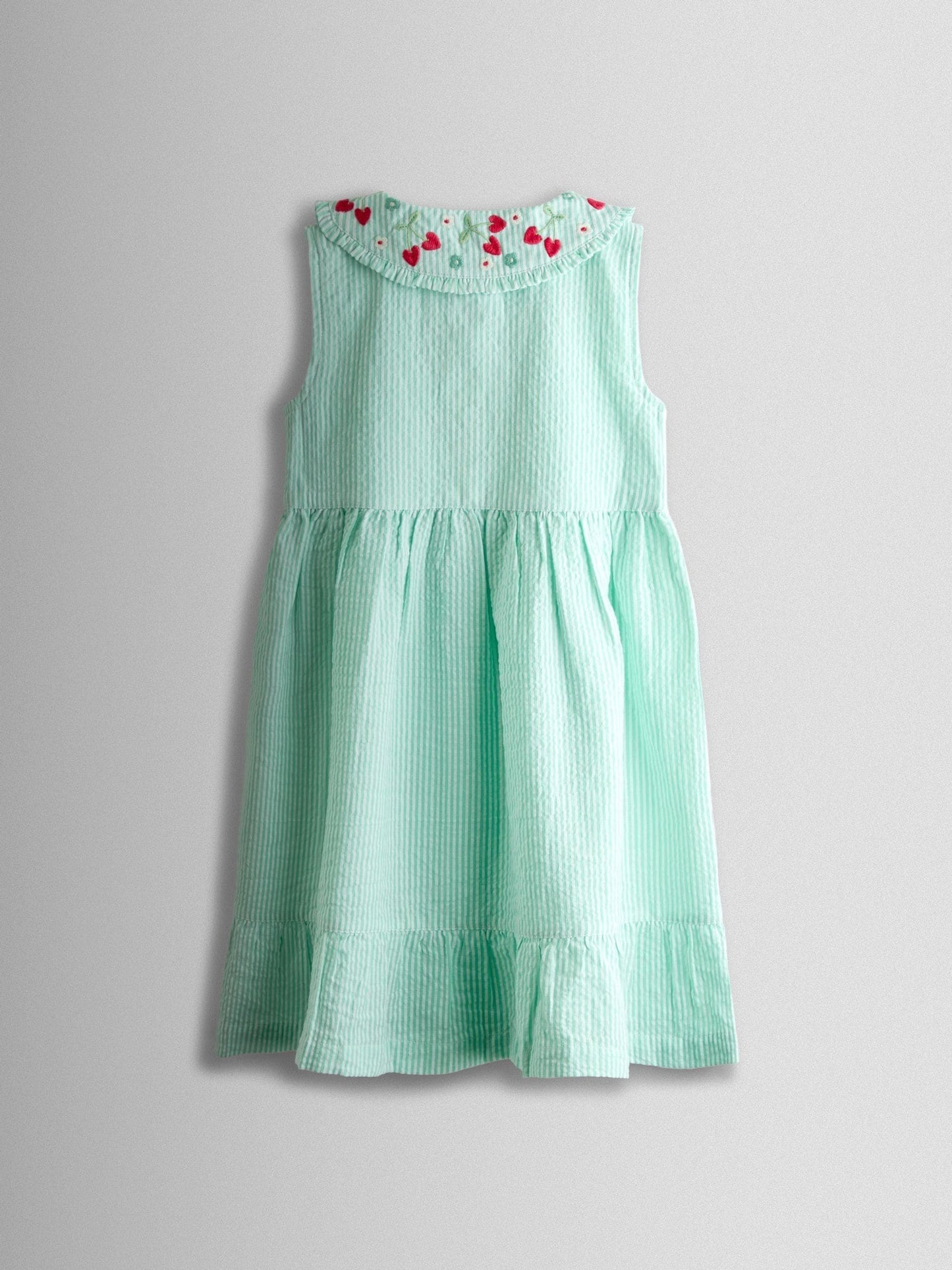 Dsiney Kidz - JoJo Maman Bébé Green Flower Embroidered Collared Sleeveless Button Through Dress image 2