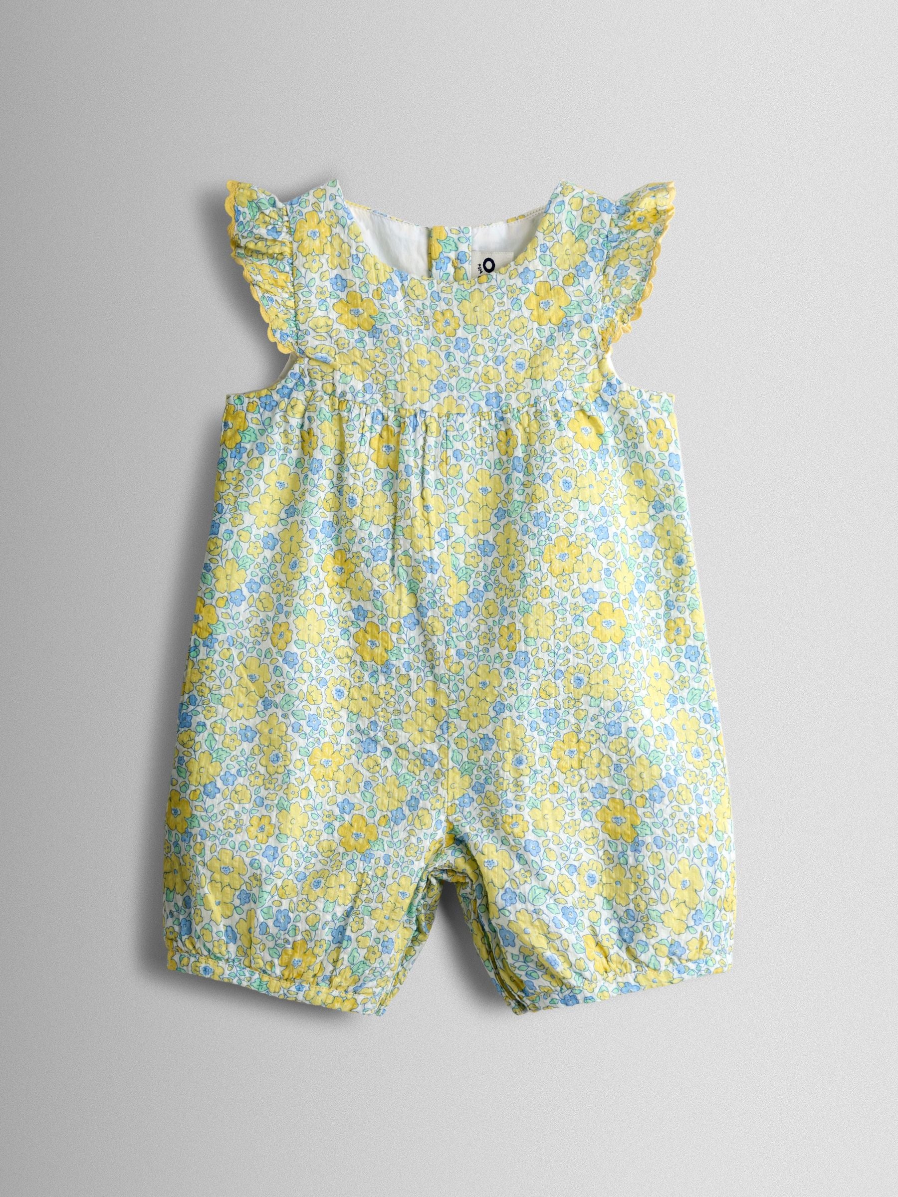 JoJo Maman Bébé Yellow Floral Printed Romper image 1