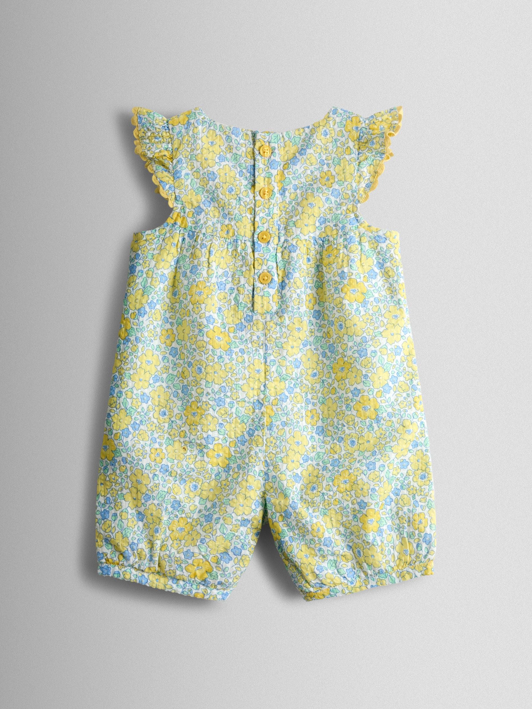 JoJo Maman Bébé Yellow Floral Printed Romper image 2