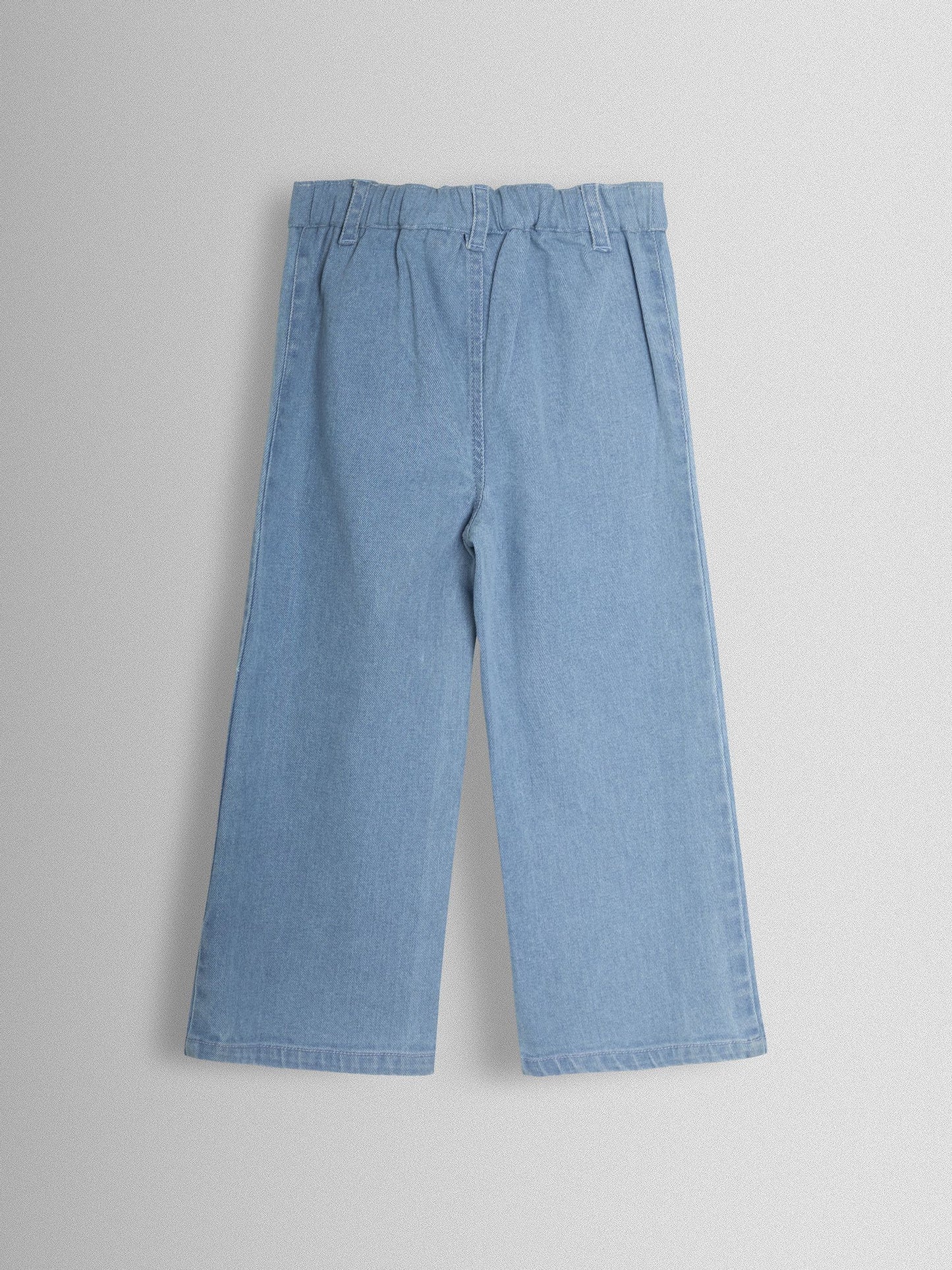 JoJo Maman Bébé Denim Blue Wide Leg Patch Pocket Denim Trousers image 2